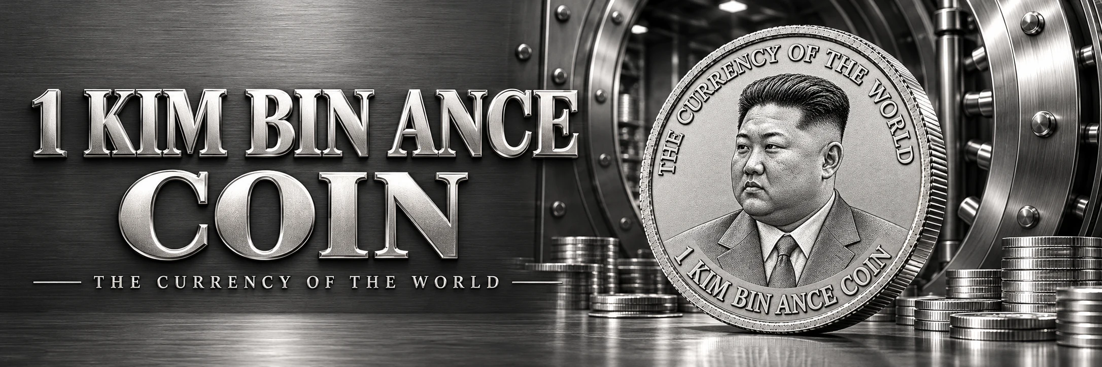 1 Kim Bin Ance Coin banner — silver coin in a steel vault